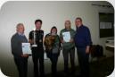 (v.l.n.r.) 2.Platz Herren Klaus Kubisch  1.Platz Roland Bnten und Renate Drieen  3.Platz Herren Karl Deliege  Stadtsportverband Bernhard Stamms